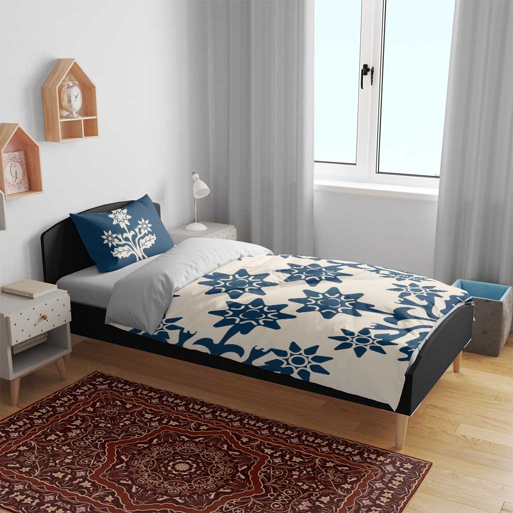 Cook Islands Navy Blue Tivaevae Bedding Set LT05 - Polynesian Pride