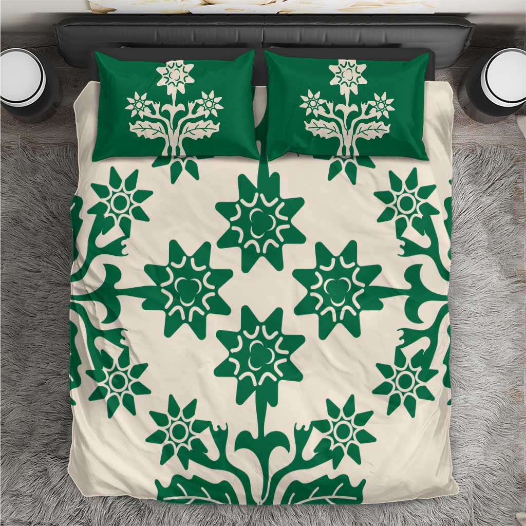 Cook Islands Green Tivaevae Bedding Set LT05 Green - Polynesian Pride