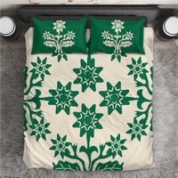 Cook Islands Green Tivaevae Bedding Set LT05 Green - Polynesian Pride