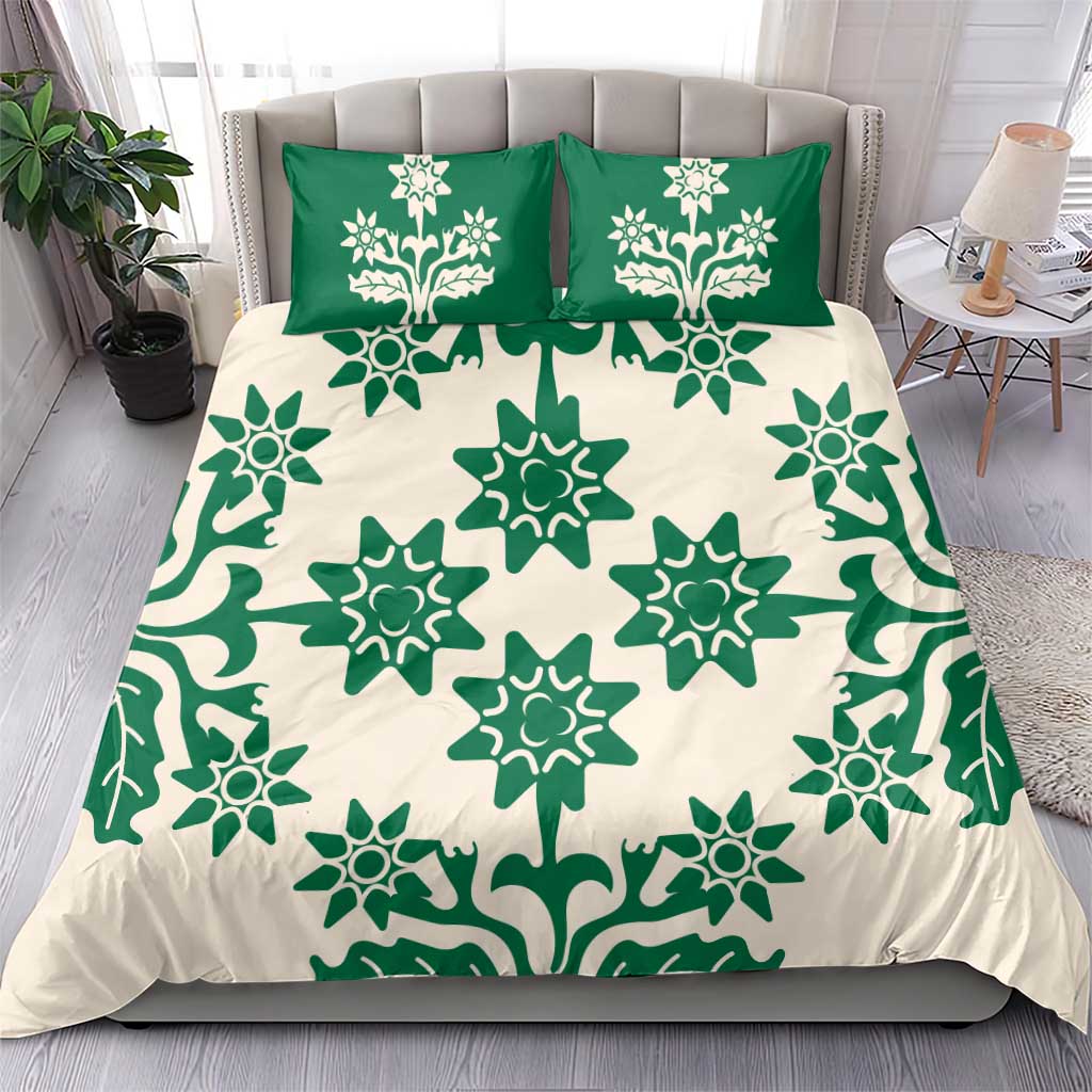 Cook Islands Green Tivaevae Bedding Set LT05 - Polynesian Pride