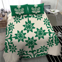 Cook Islands Green Tivaevae Bedding Set LT05 - Polynesian Pride