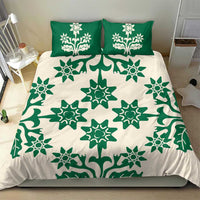 Cook Islands Green Tivaevae Bedding Set LT05 - Polynesian Pride