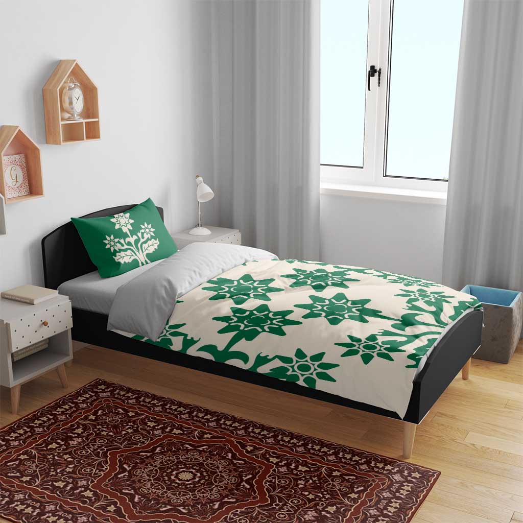 Cook Islands Green Tivaevae Bedding Set LT05 - Polynesian Pride