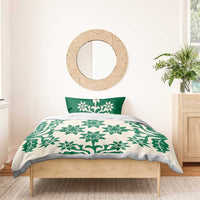 Cook Islands Green Tivaevae Bedding Set LT05 - Polynesian Pride