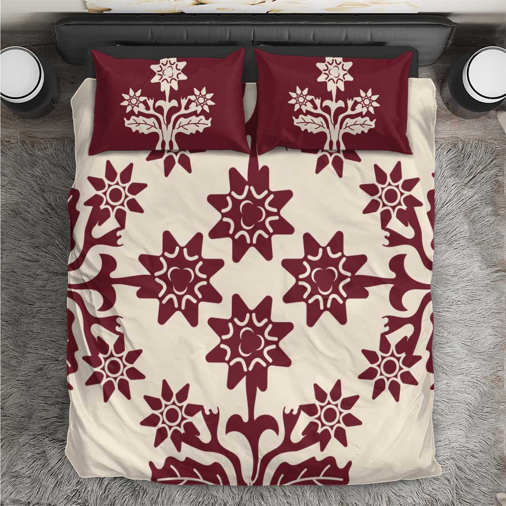 Cook Islands Maroon Tivaevae Bedding Set LT05 Maroon - Polynesian Pride