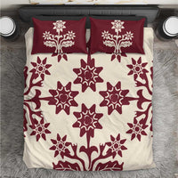 Cook Islands Maroon Tivaevae Bedding Set LT05 Maroon - Polynesian Pride