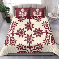 Cook Islands Maroon Tivaevae Bedding Set LT05 - Polynesian Pride