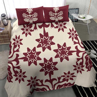 Cook Islands Maroon Tivaevae Bedding Set LT05 - Polynesian Pride