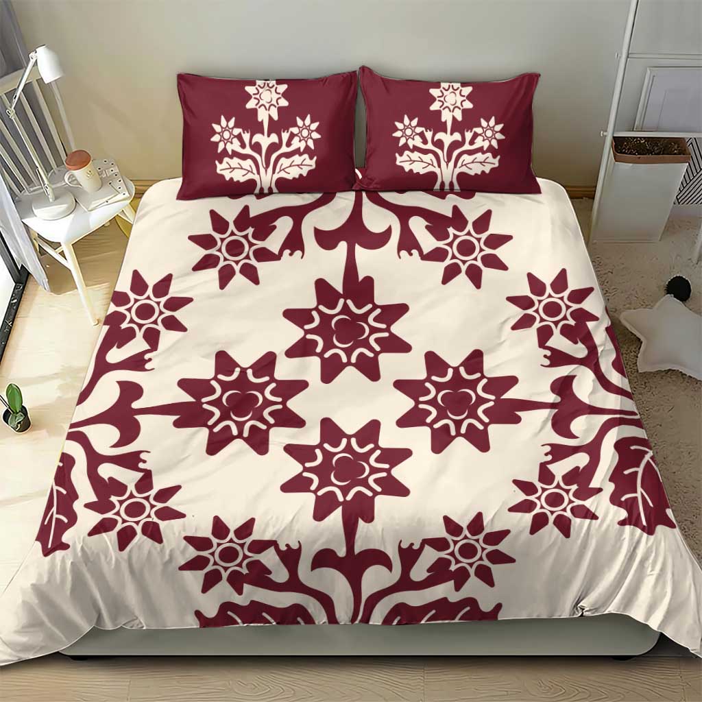 Cook Islands Maroon Tivaevae Bedding Set LT05 - Polynesian Pride