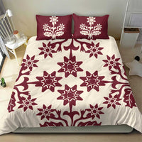 Cook Islands Maroon Tivaevae Bedding Set LT05 - Polynesian Pride