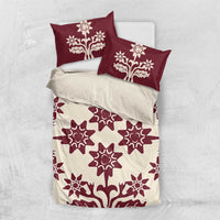 Cook Islands Maroon Tivaevae Bedding Set LT05 US Twin 172cm x 218cm Maroon - Polynesian Pride