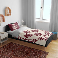Cook Islands Maroon Tivaevae Bedding Set LT05 - Polynesian Pride