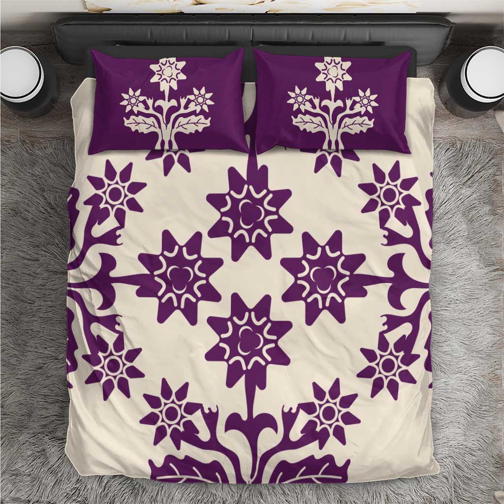 Cook Islands Purple Tivaevae Bedding Set LT05 Purple - Polynesian Pride