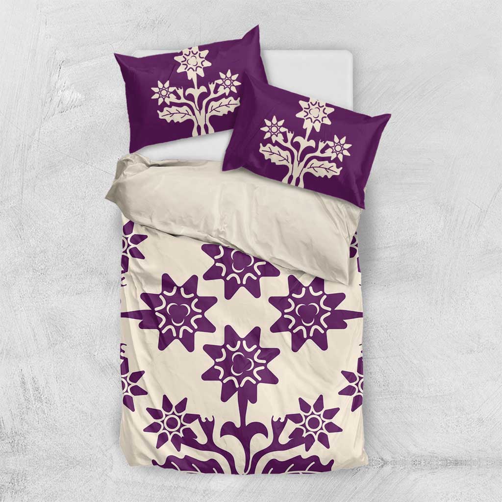 Cook Islands Purple Tivaevae Bedding Set LT05 US Twin 172cm x 218cm Purple - Polynesian Pride