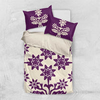 Cook Islands Purple Tivaevae Bedding Set LT05 US Twin 172cm x 218cm Purple - Polynesian Pride