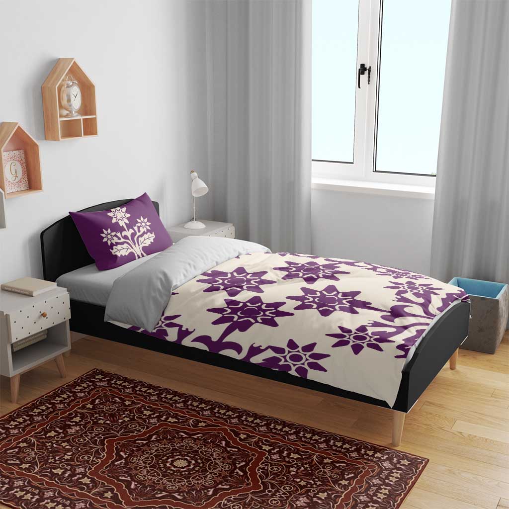 Cook Islands Purple Tivaevae Bedding Set LT05 - Polynesian Pride