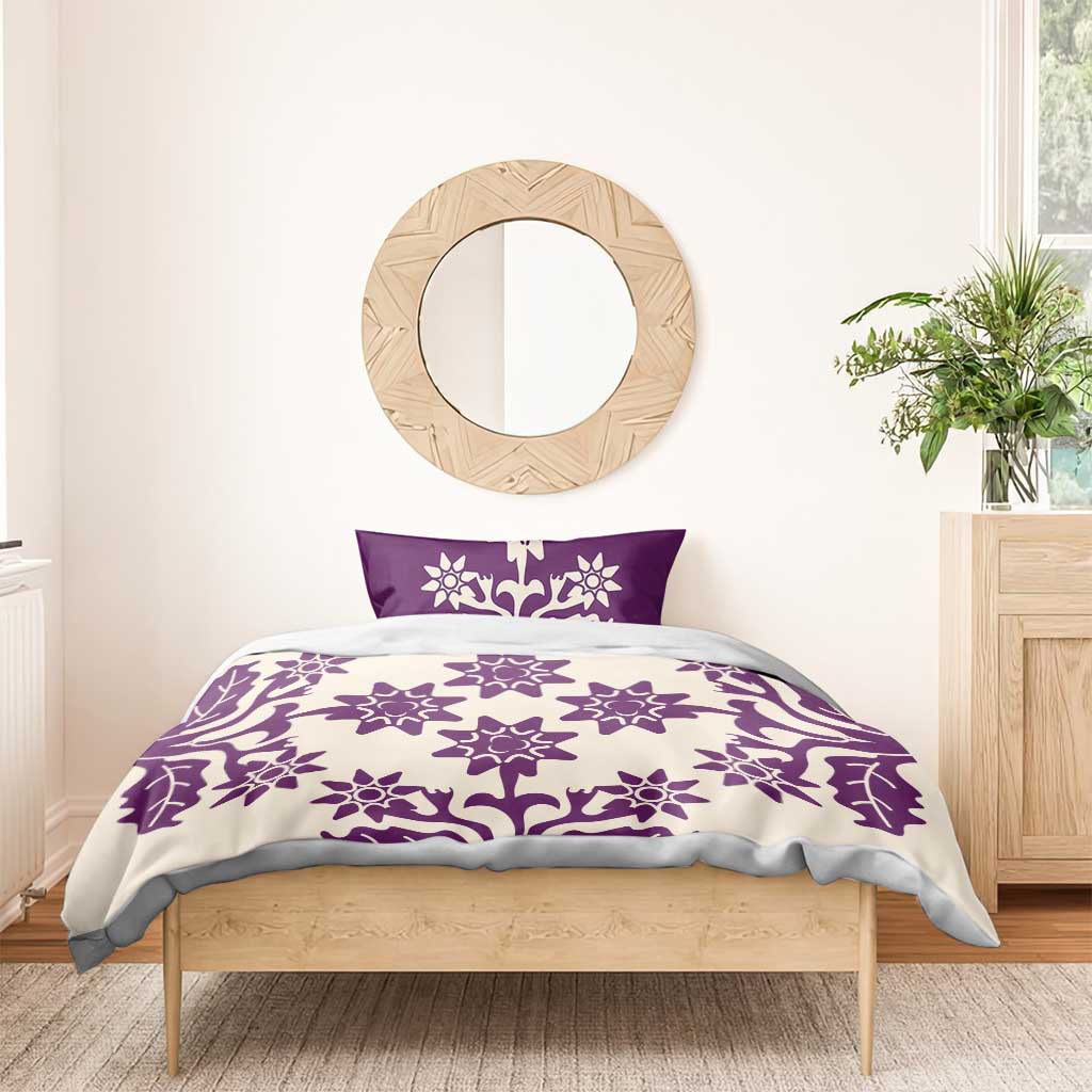 Cook Islands Purple Tivaevae Bedding Set LT05 - Polynesian Pride