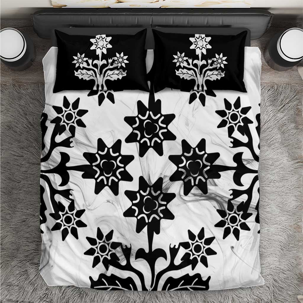 Cook Islands White Marble Tivaevae Bedding Set LT05 White - Polynesian Pride
