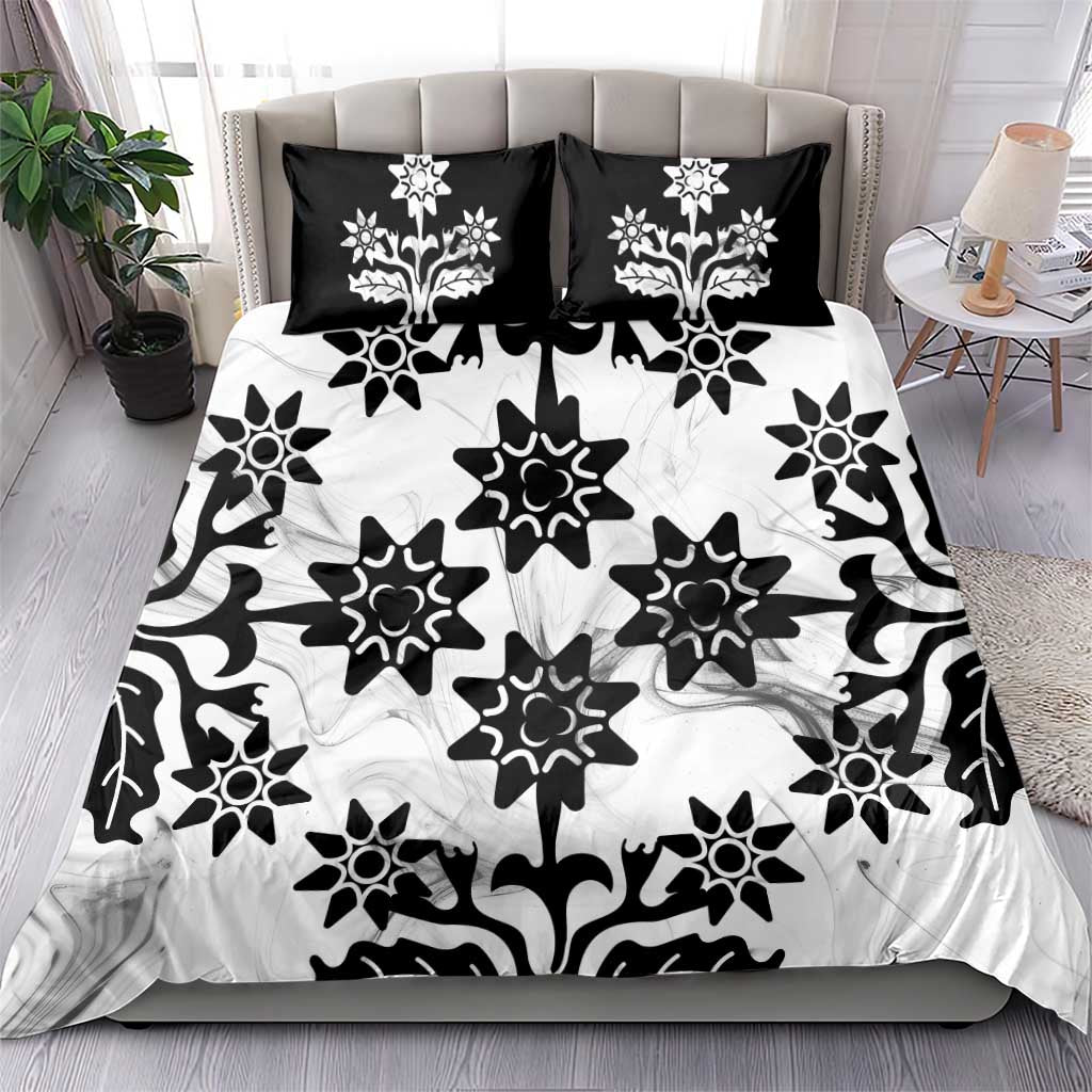 Cook Islands White Marble Tivaevae Bedding Set LT05 - Polynesian Pride
