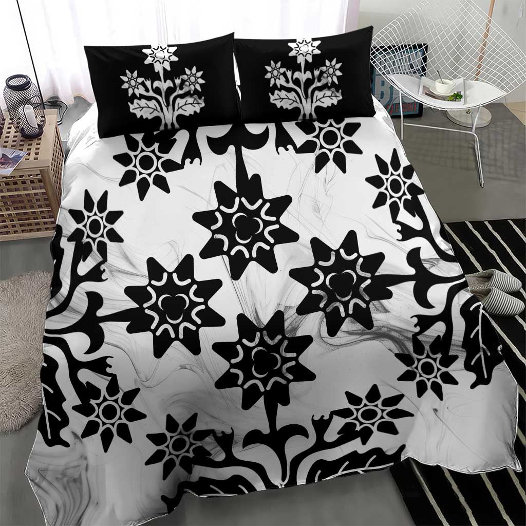 Cook Islands White Marble Tivaevae Bedding Set LT05 - Polynesian Pride