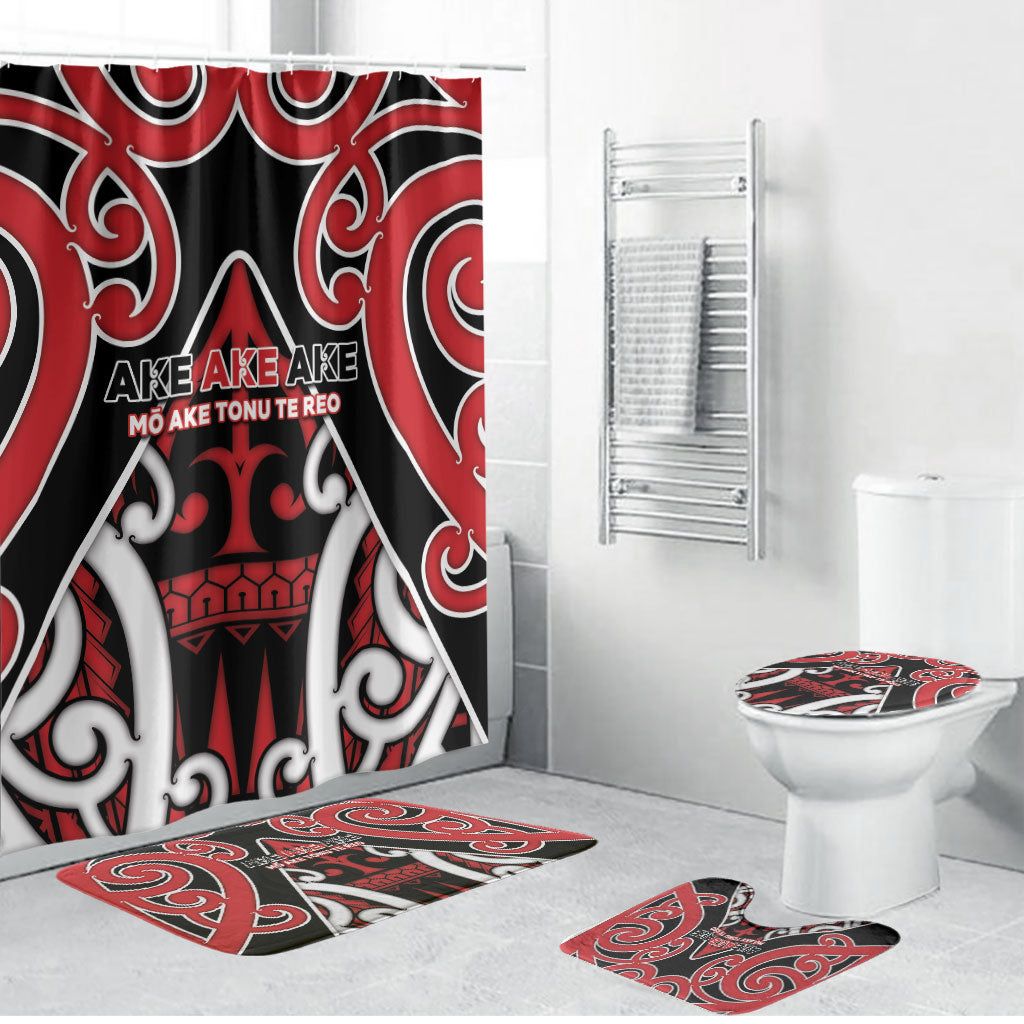 New Zealand Maori Language Week Bathroom Set Mo Ake Tonu Te Reo LT05 Bathroom Set (4 pcs) Black - Polynesian Pride