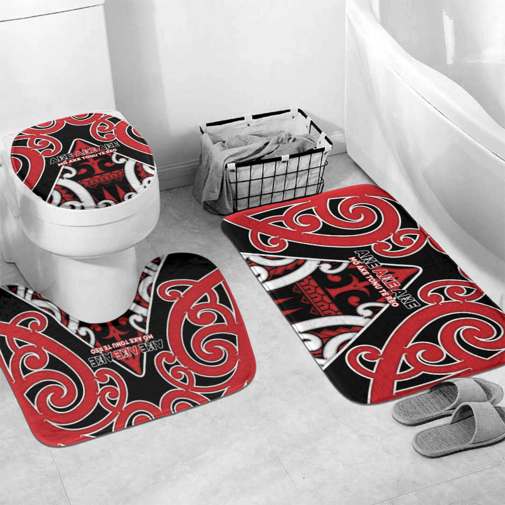 New Zealand Maori Language Week Bathroom Set Mo Ake Tonu Te Reo LT05 Mat Set Only (3 pcs) One Size Black - Polynesian Pride