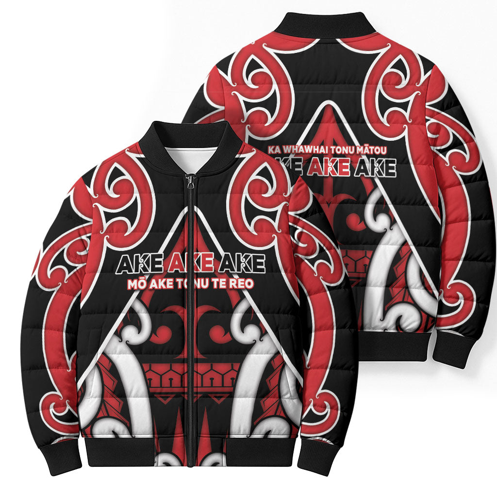 New Zealand Maori Language Week Bomber Puffer Jacket Mo Ake Tonu Te Reo LT05 - Polynesian Pride
