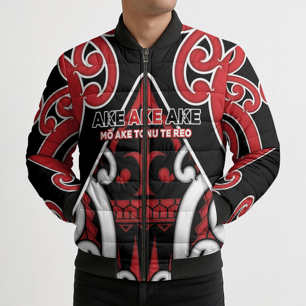 New Zealand Maori Language Week Bomber Puffer Jacket Mo Ake Tonu Te Reo LT05 - Polynesian Pride