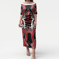 New Zealand Maori Language Week Puletasi Mo Ake Tonu Te Reo LT05 Long Dress Black - Polynesian Pride