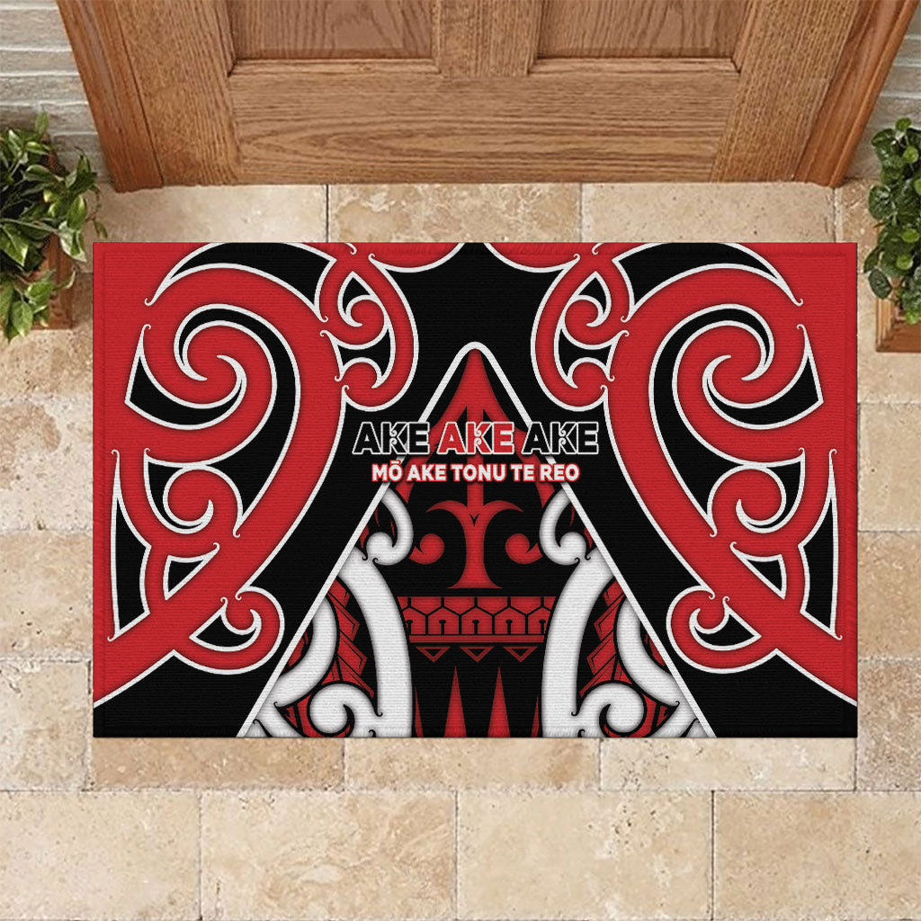 New Zealand Maori Language Week Rubber Doormat Mo Ake Tonu Te Reo LT05 Black - Polynesian Pride