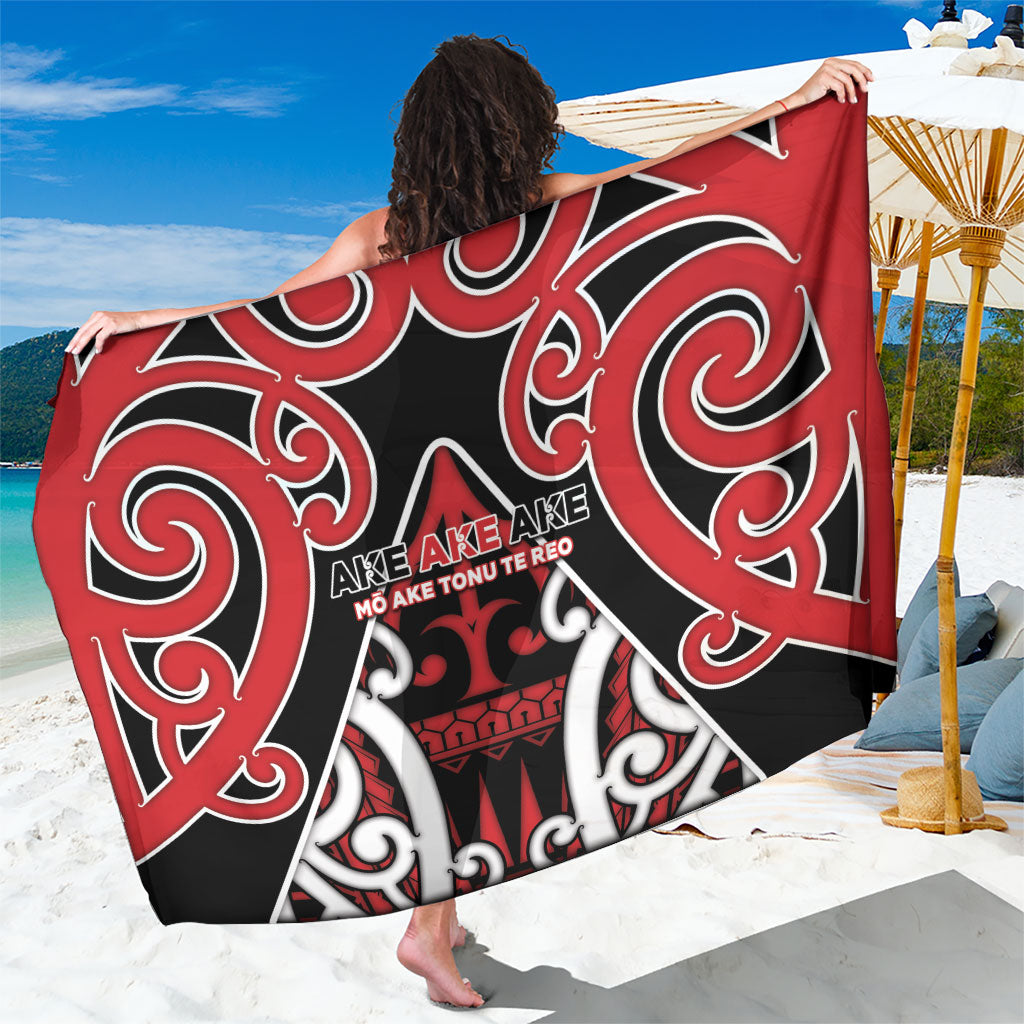 New Zealand Maori Language Week Sarong Mo Ake Tonu Te Reo LT05 One Size 44 x 66 inches Black - Polynesian Pride
