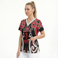New Zealand Maori Language Week Scrub Top Mo Ake Tonu Te Reo LT05 - Polynesian Pride