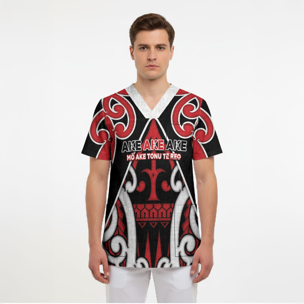 New Zealand Maori Language Week Scrub Top Mo Ake Tonu Te Reo LT05 - Polynesian Pride