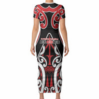 New Zealand Maori Language Week Short Sleeve Bodycon Dress Mo Ake Tonu Te Reo LT05 - Polynesian Pride
