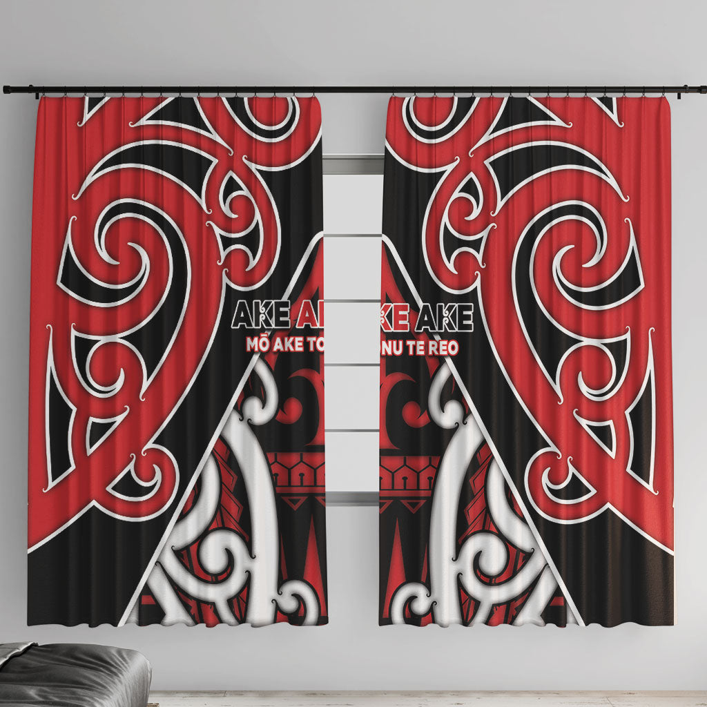 New Zealand Maori Language Week Window Curtain Mo Ake Tonu Te Reo LT05 With Hooks Black - Polynesian Pride