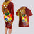 Personalized Tonga Eua Couples Matching Long Sleeve Bodycon Dress and Hawaiian Shirt Maroon Shining Parrot Coat Of Arms With Ngatu Pattern LT05 - Polynesian Pride