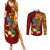 Personalized Tonga Eua Couples Matching Summer Maxi Dress and Long Sleeve Button Shirts Maroon Shining Parrot Coat Of Arms With Ngatu Pattern LT05 Red - Polynesian Pride