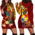 Personalized Tonga Eua Hoodie Dress Maroon Shining Parrot Coat Of Arms With Ngatu Pattern LT05 - Polynesian Pride