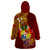 Personalized Tonga Eua Wearable Blanket Hoodie Maroon Shining Parrot Coat Of Arms With Ngatu Pattern LT05 - Polynesian Pride