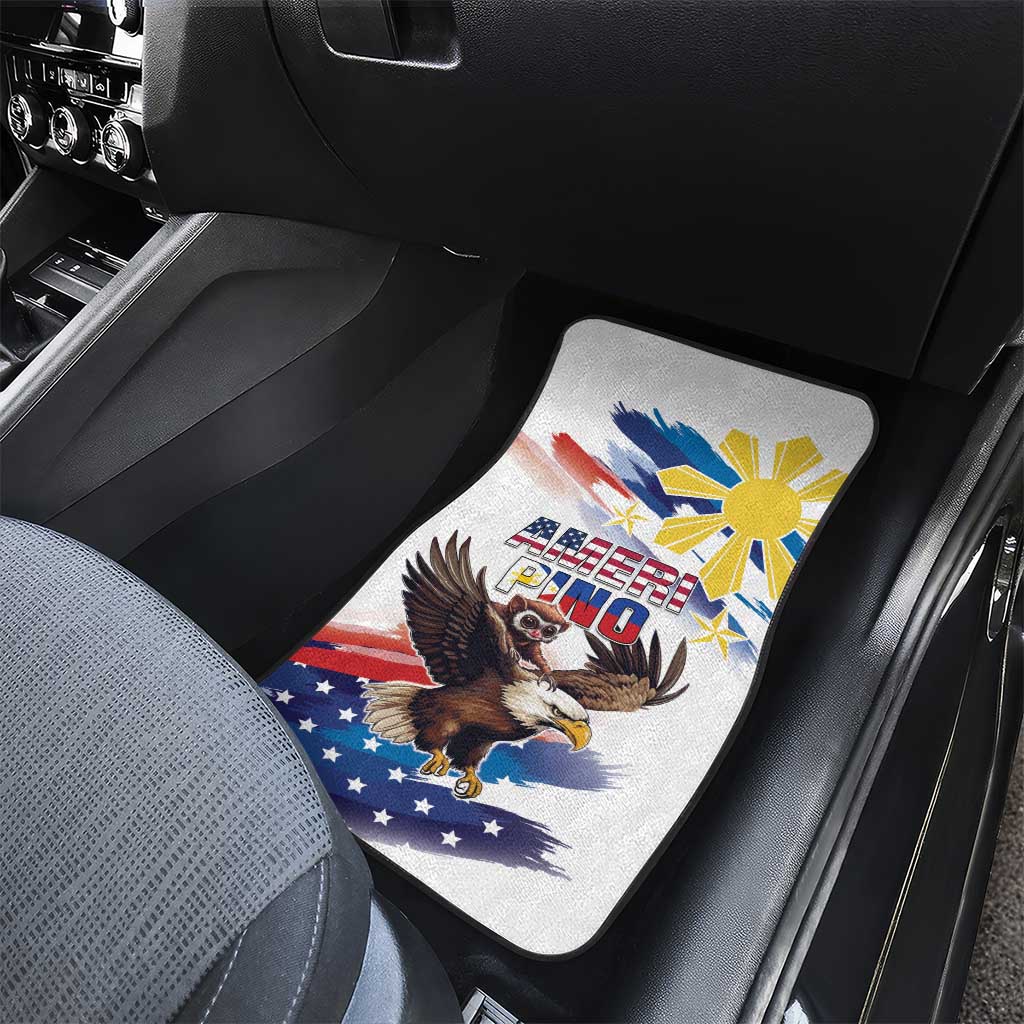 Filipino American History Month Car Mats Bald Eagle Tarsier Together LT05 - Polynesian Pride