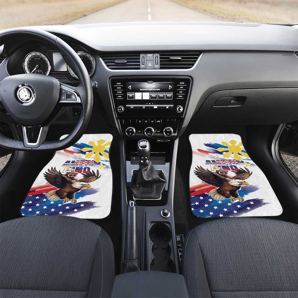 Filipino American History Month Car Mats Bald Eagle Tarsier Together LT05 Set 2pcs - Front White - Polynesian Pride
