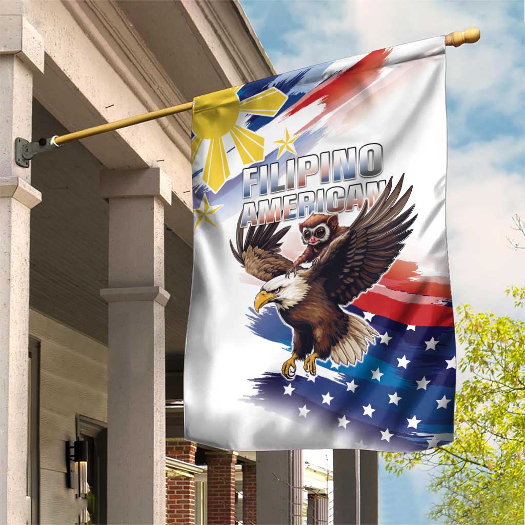Filipino American History Month Garden Flag Bald Eagle Tarsier Together LT05 House Flag White - Polynesian Pride