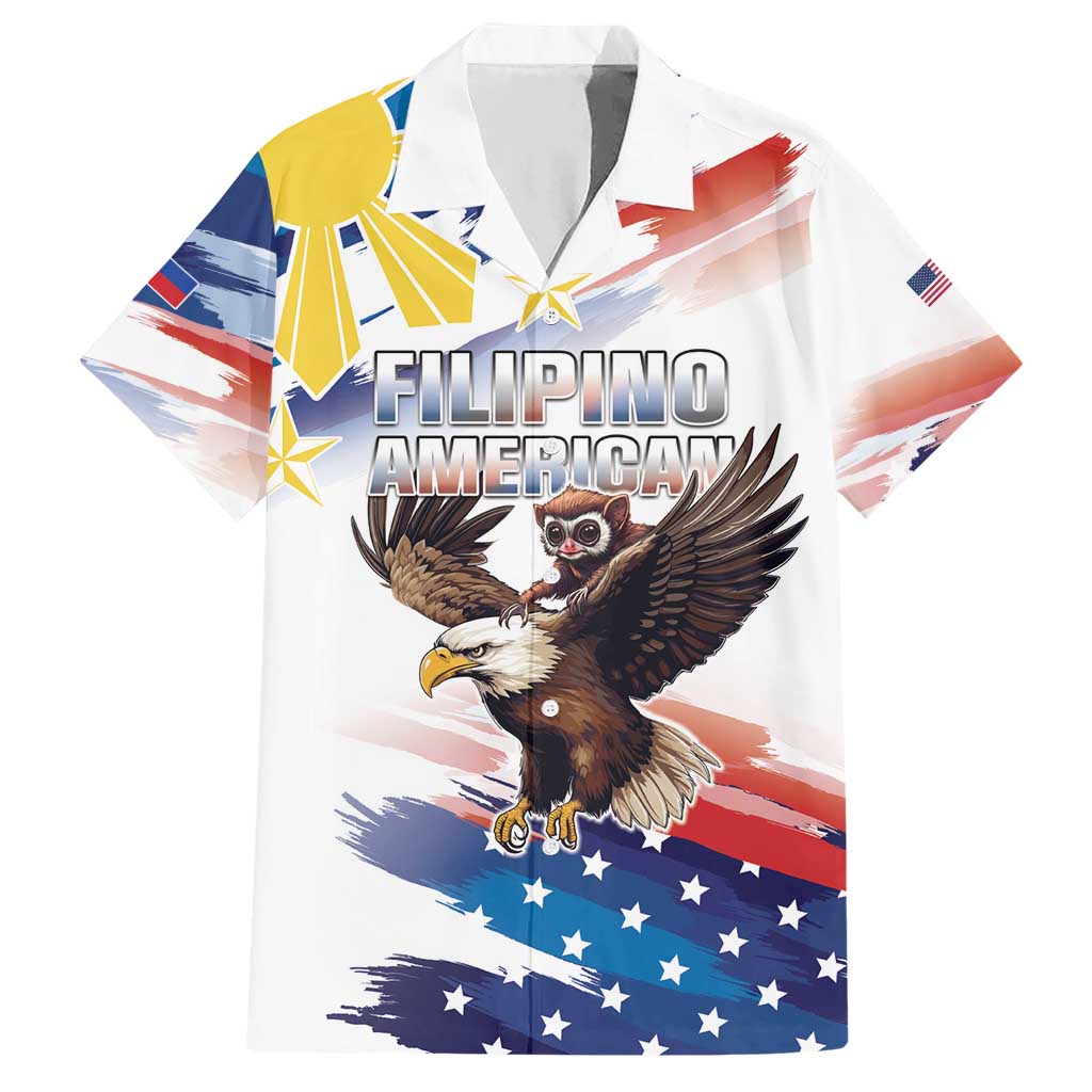 Filipino American History Month Hawaiian Shirt Bald Eagle Tarsier Together LT05 White - Polynesian Pride