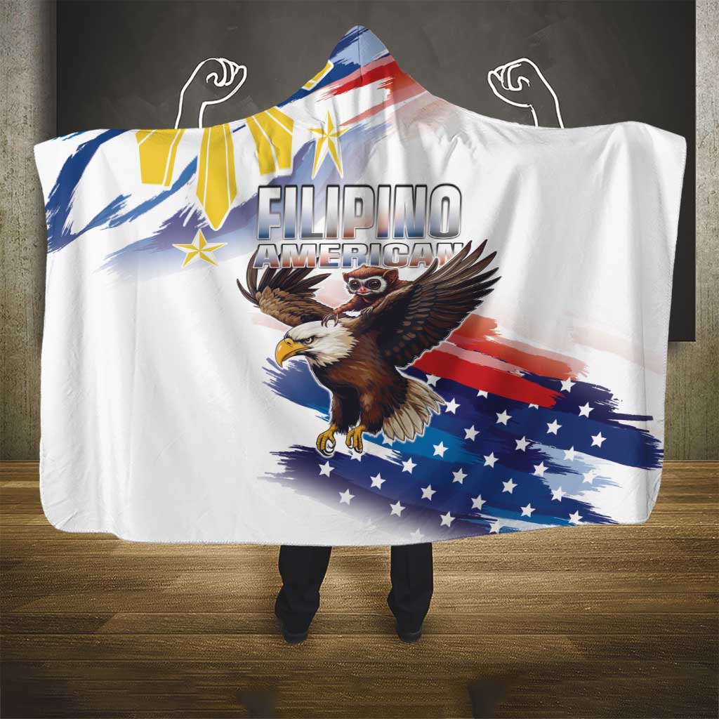Filipino American History Month Hooded Blanket Bald Eagle Tarsier Together LT05 - Polynesian Pride