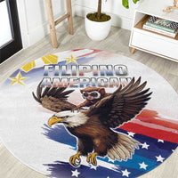Filipino American History Month Round Carpet Bald Eagle Tarsier Together LT05 White - Polynesian Pride