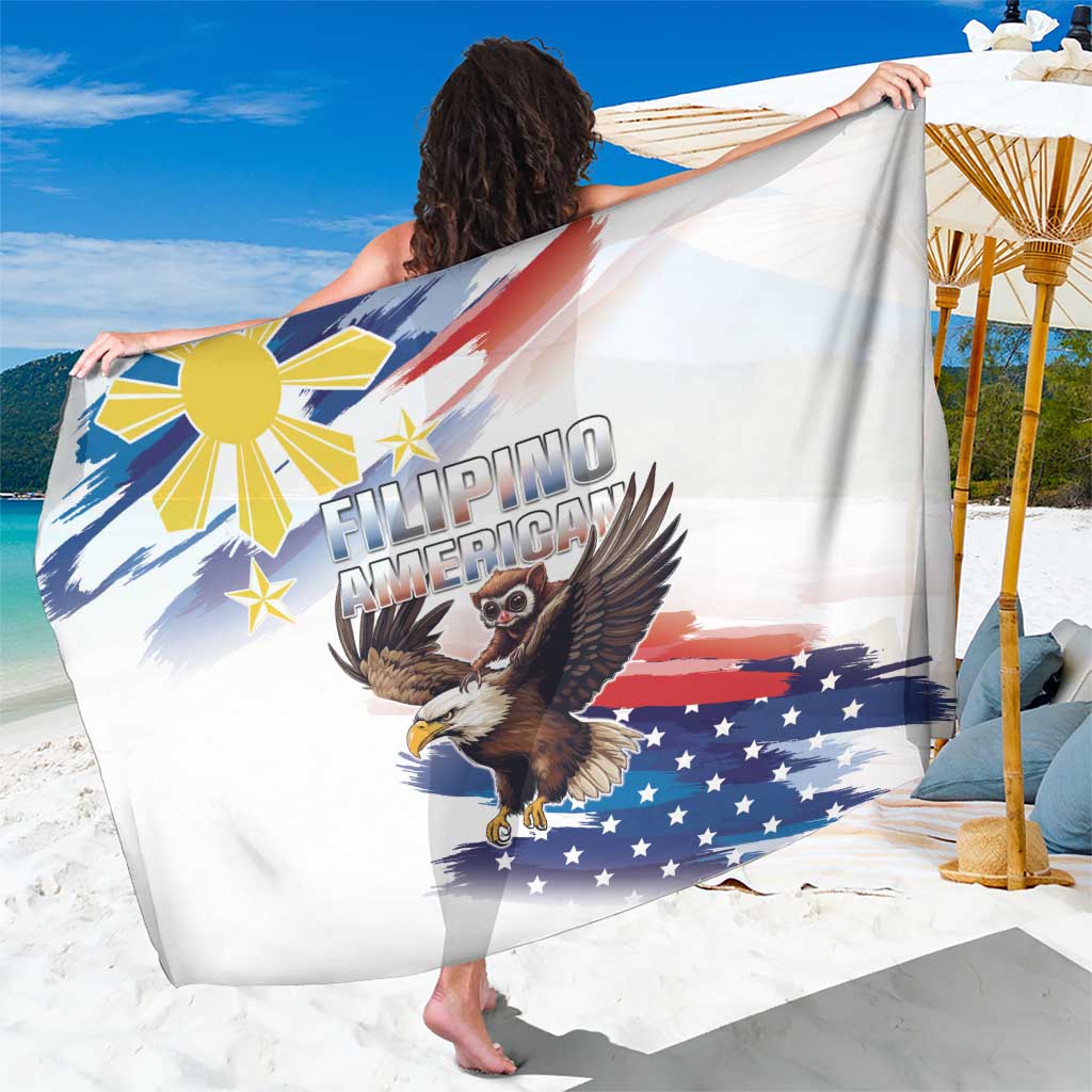 Filipino American History Month Sarong Bald Eagle Tarsier Together LT05 One Size 44 x 66 inches White - Polynesian Pride