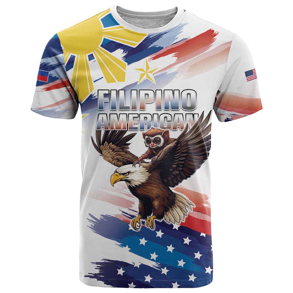 Filipino American History Month T Shirt Bald Eagle Tarsier Together LT05 White - Polynesian Pride