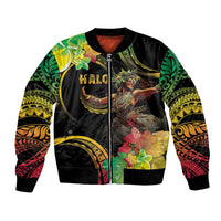 Halo Vanuatu Bomber Jacket Beautiful Woman Dancing LT05 Unisex Black - Polynesian Pride