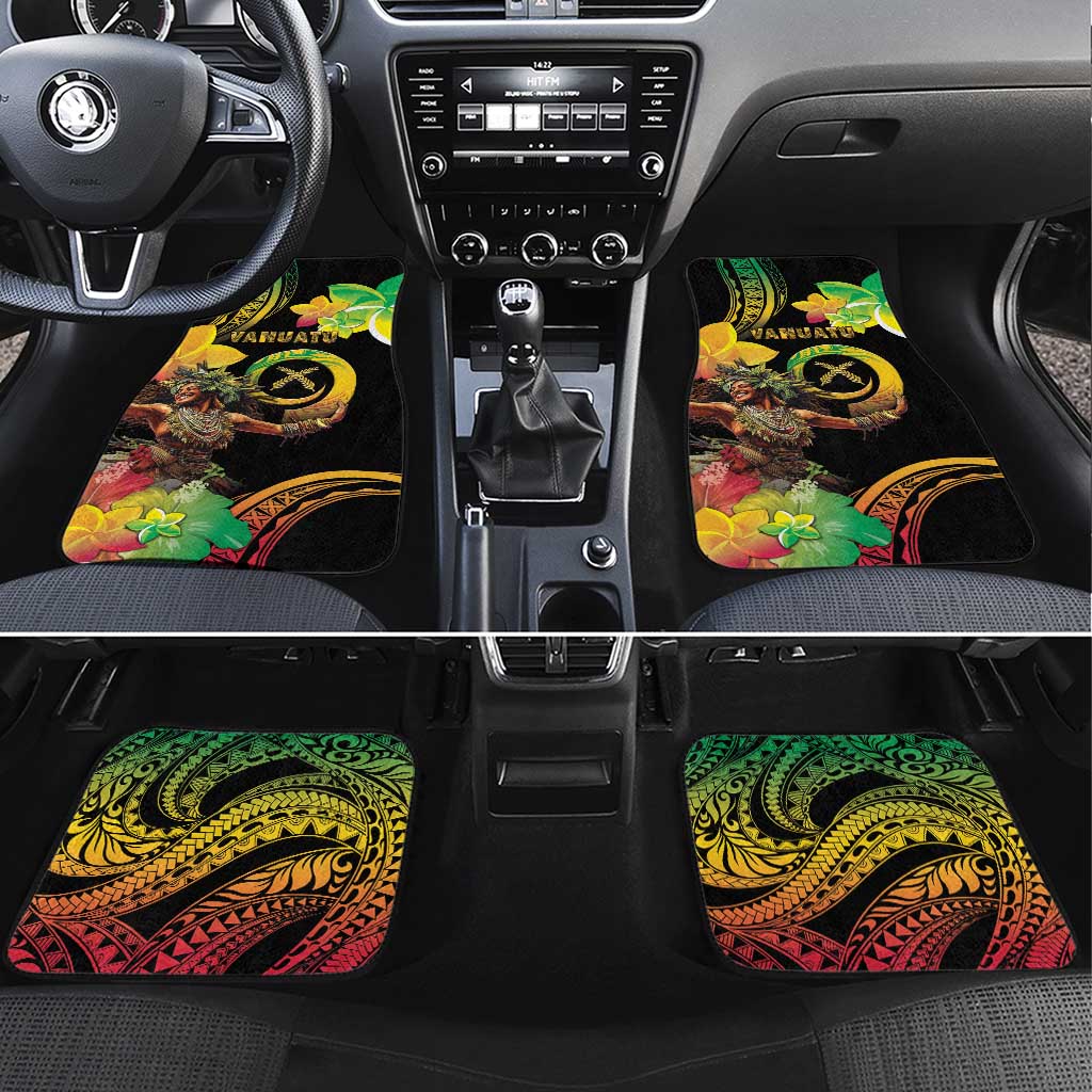 Halo Vanuatu Car Mats Beautiful Woman Dancing LT05 Set 4pcs Black - Polynesian Pride