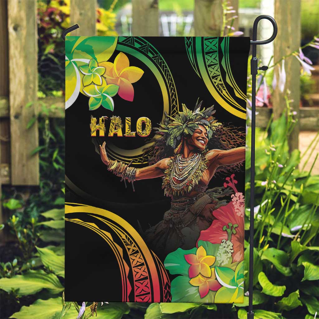 Halo Vanuatu Garden Flag Beautiful Woman Dancing LT05 Garden Flag Black - Polynesian Pride